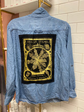 Load image into Gallery viewer, Liminal spaces denim dandelion shirt
