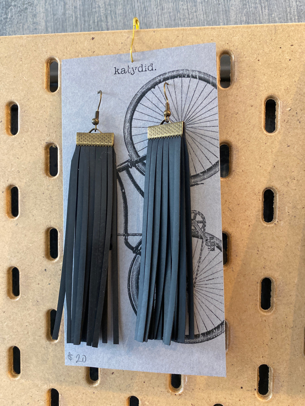 K13 Katydid black bike tube fringe