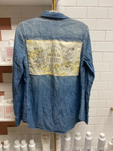 Load image into Gallery viewer, Liminal Spaces denim “take it to the gods” shirt
