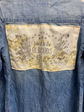 Load image into Gallery viewer, Liminal Spaces denim “take it to the gods” shirt
